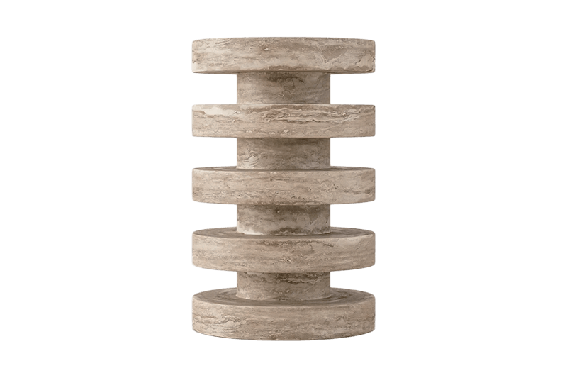 Mesa de esquina marrón claro con anillo apilado