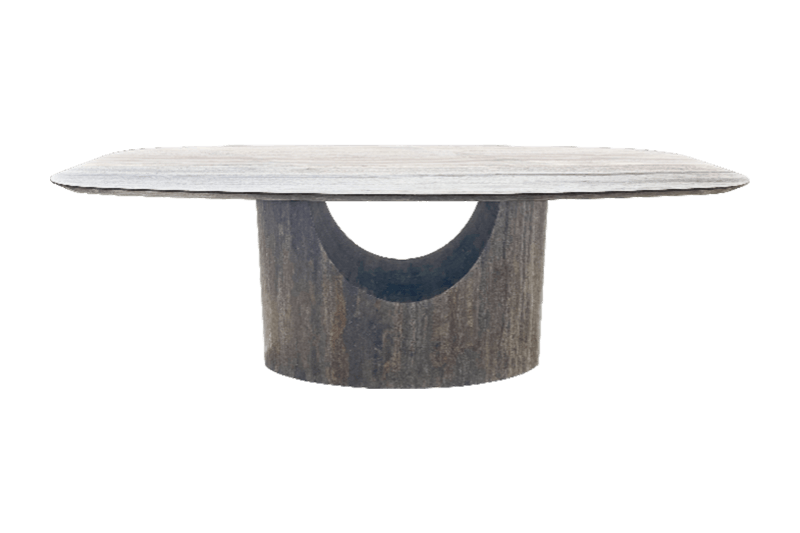 Mesa de piedra de mármol con marca de luna de la cueva de ceniza de roca