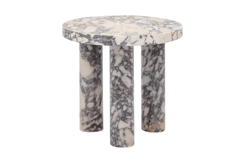 Mesa de esquina de mármol con patrón colorido de tres columnas