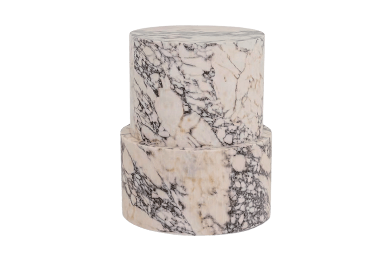 Mesa de esquina de mármol con columnas Bulgari apiladas