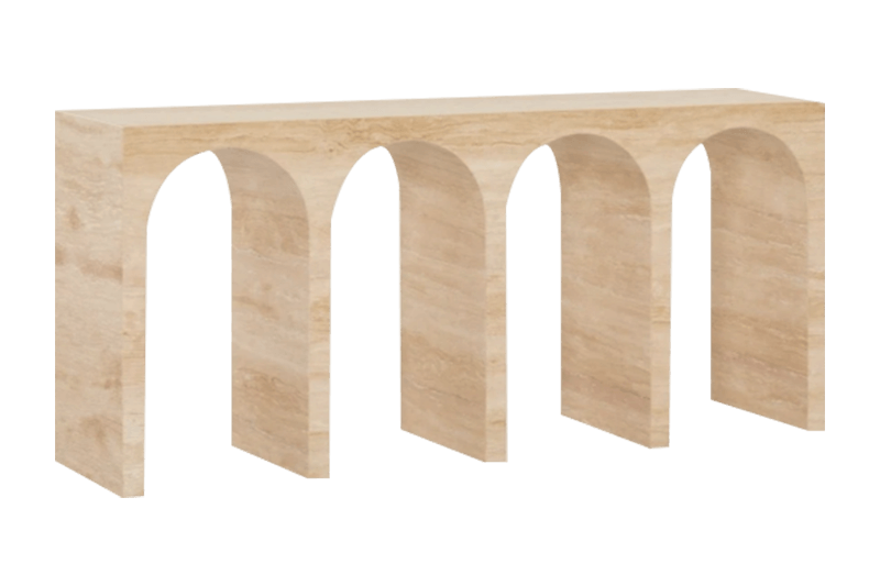 Mesa auxiliar de mármol largo de cuatro arcos