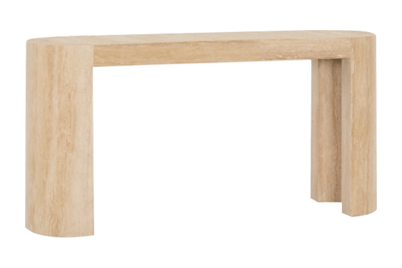 Mesa auxiliar de mármol largo de dos patas redondas