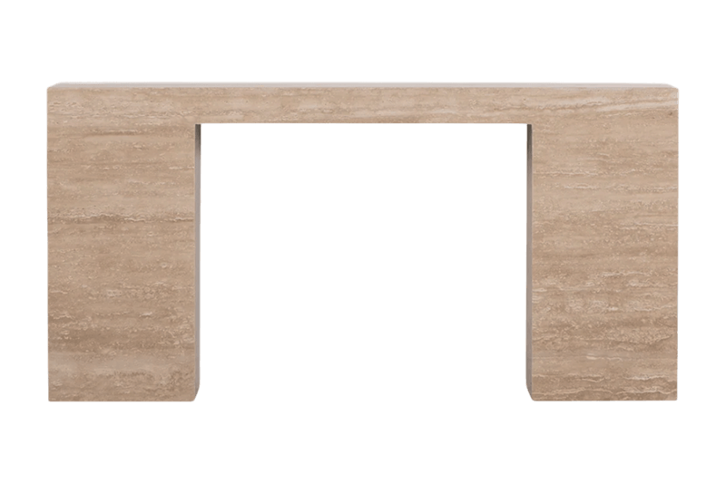 Mesa auxiliar de mármol largo de patas cuadradas