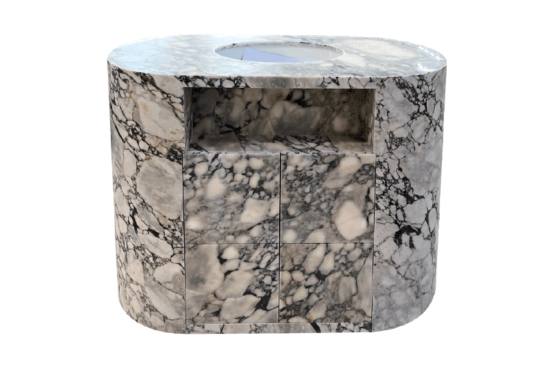 Gabinete cilíndrico de mármol estampado de piedra
