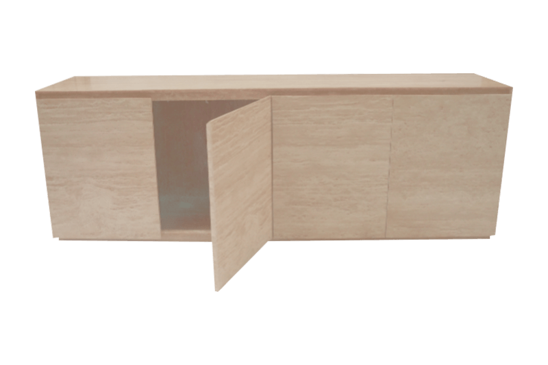 Gabinete minimalista de mármol bajo de color marrón claro