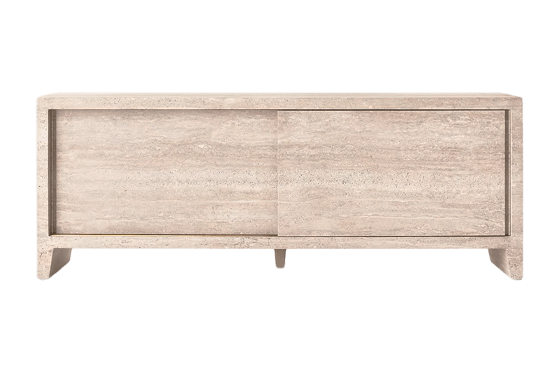 Madera clara - Gabinete de mármol largo texturizado