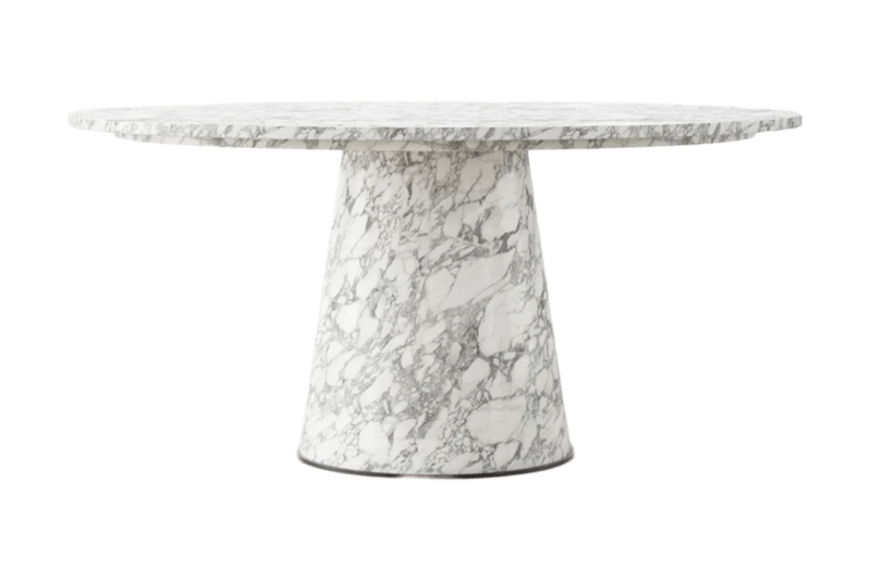 Mesa grande cónica blanca de mármol con sombra de nube