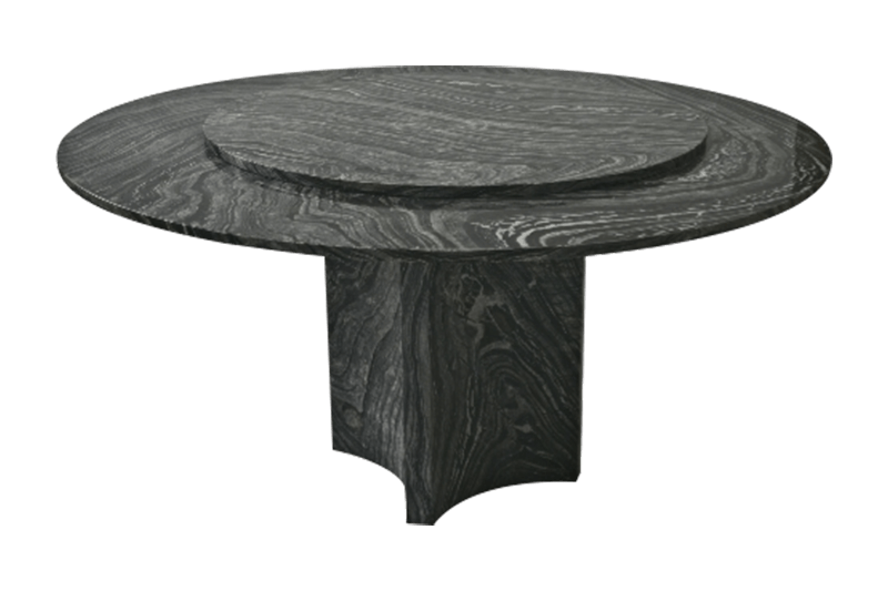 Mesa de mármol con patrón de raíces en blanco y negro