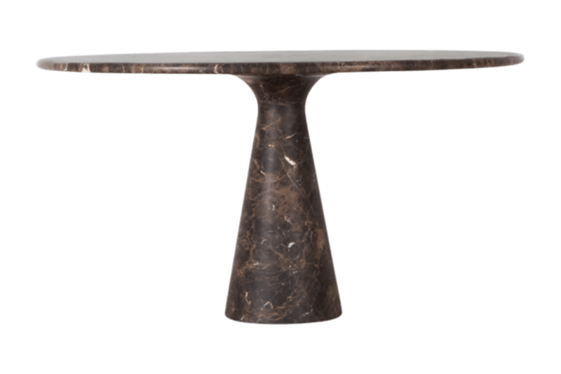 Mesa de comedor de mármol cónico marrón oscuro