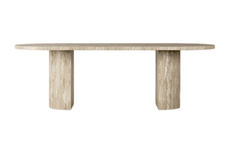 Elegante Mesa de comedor de travertino luz y sombra