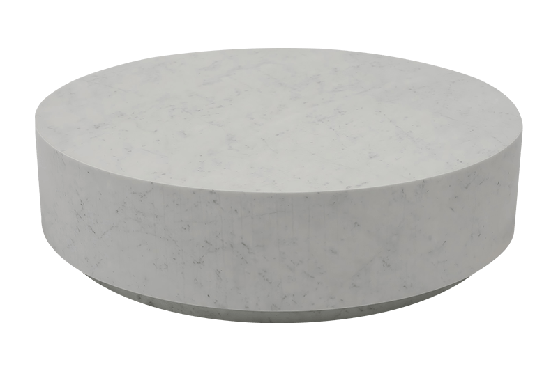 Una mesa de centro de mármol gris liso