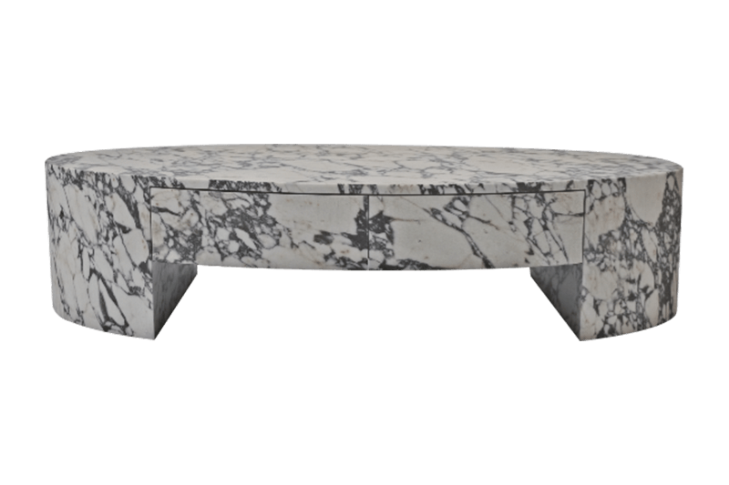 Mesa de centro de mármol curvo esmerilado