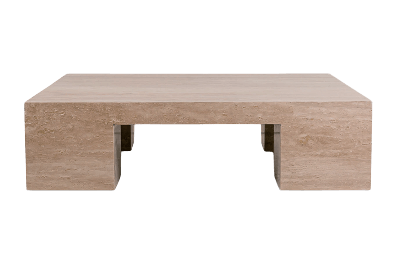 Mesa de centro de mármol con marco sólido marrón cálido