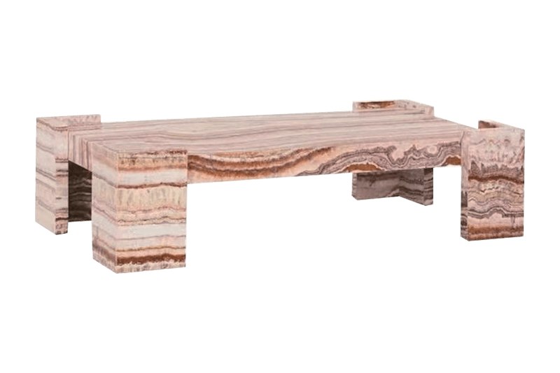 Mesa de centro de mármol laminado rosa y marrón