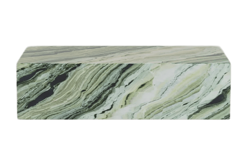 Mesa de centro de mármol con azulejos de ondas verdes