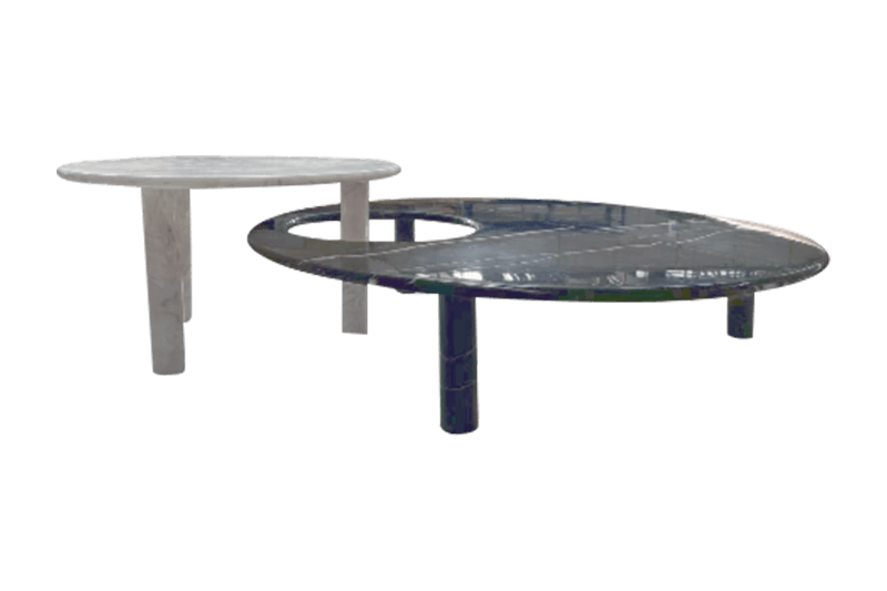 Mesas de centro de mármol anidadas en blanco y negro