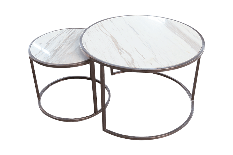 Mesa de centro de mármol blanco con patrones para madre e hija