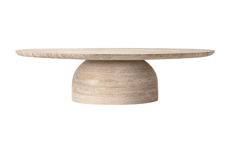 Mesa de centro redonda de mármol marrón claro