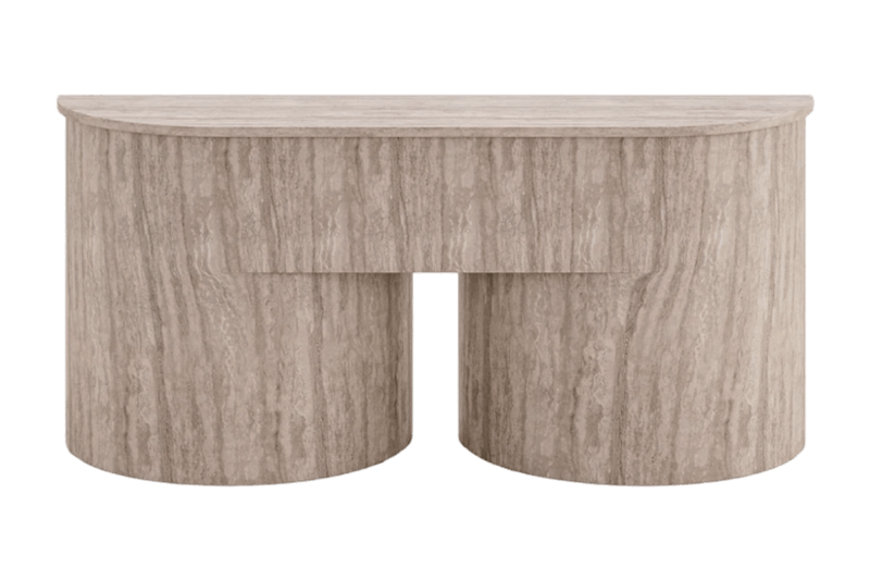 Mesa de mármol marrón claro de doble semicírculo