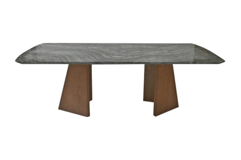 Mesa de comedor de mármol en tono madera gris
