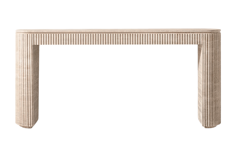 Mesa rectangular de mármol marrón claro