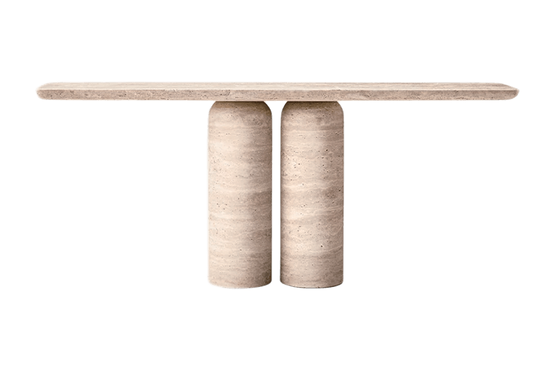 Mesa de mármol marrón claro de doble columna