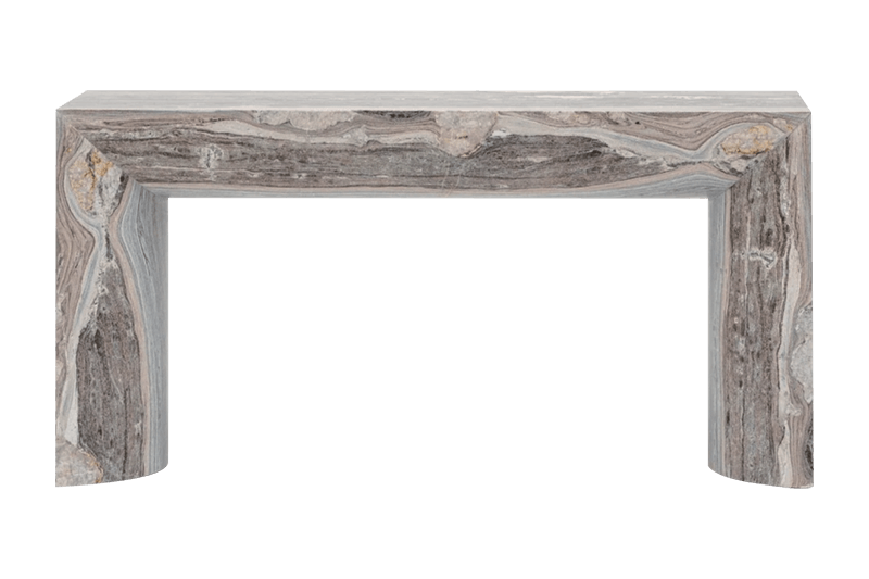 Mesa de mármol con marco estampado de piedra