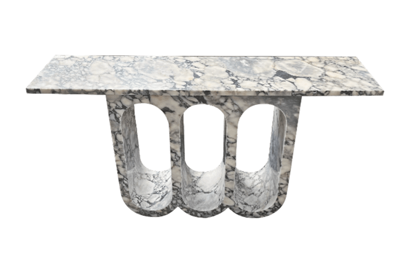 Mesa de mármol con soporte de tres columnas