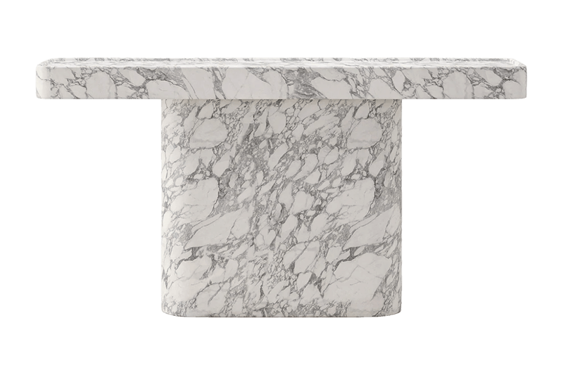 Mesa cuadrada de piedra y mármol