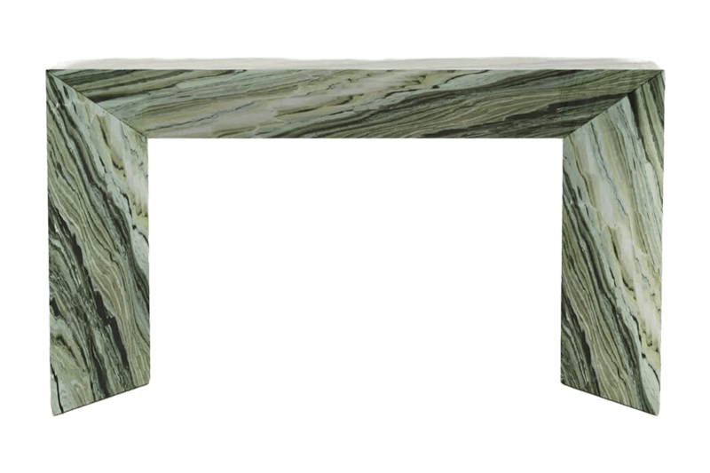 Mesa de mármol con marco estampado verde