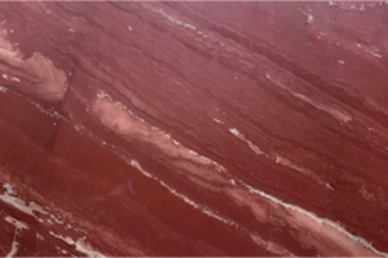 Mesa de esquina de mármol hueco morado y rojo