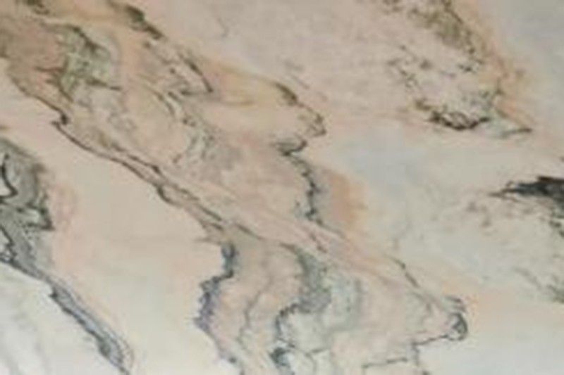 Mesa larga de mármol dorado blanquecino