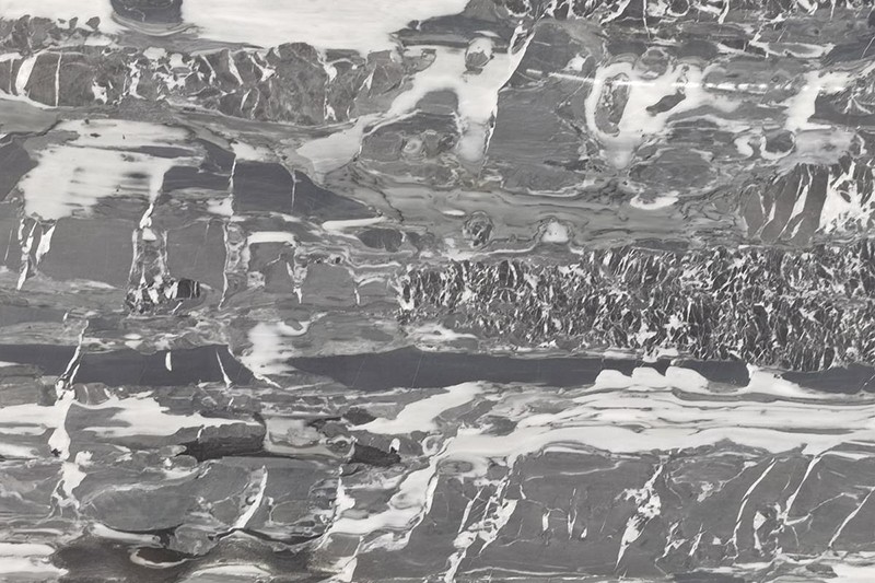 Mesa de mármol de base oscura