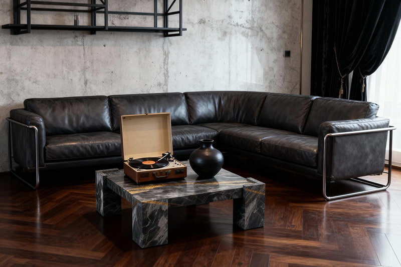 Mesa de centro de mármol cuadrado gris