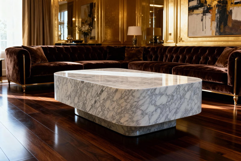 Mesa de centro de mármol jade azul hielo