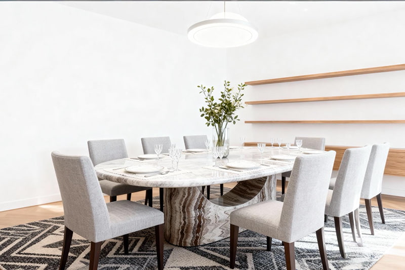 Mesa de piedra de mármol con marca de luna de la cueva de ceniza de roca